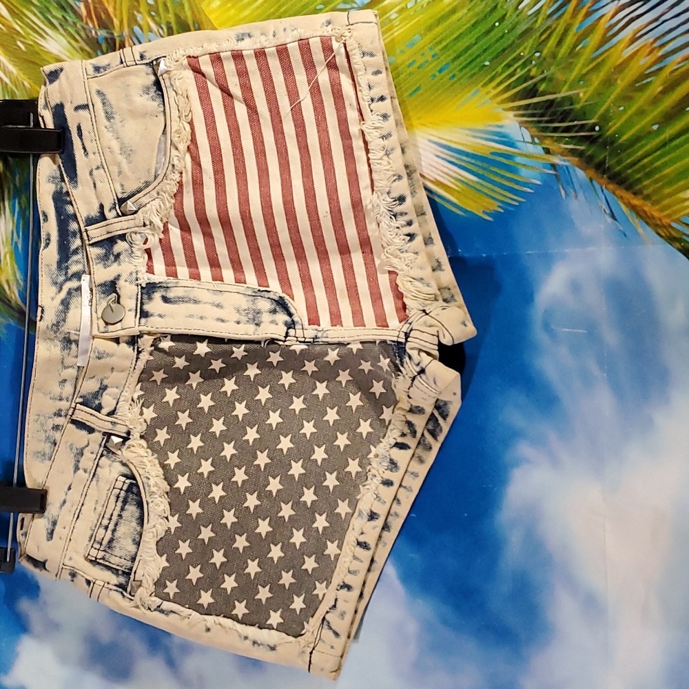 Ellison American flag denim shorts women's size M